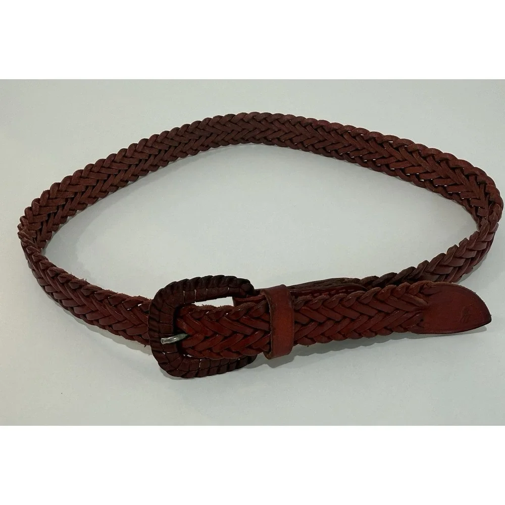 VTG Polo Ralph Lauren Women's Braided Red Leather Belt England Size‎ 1X32.5
